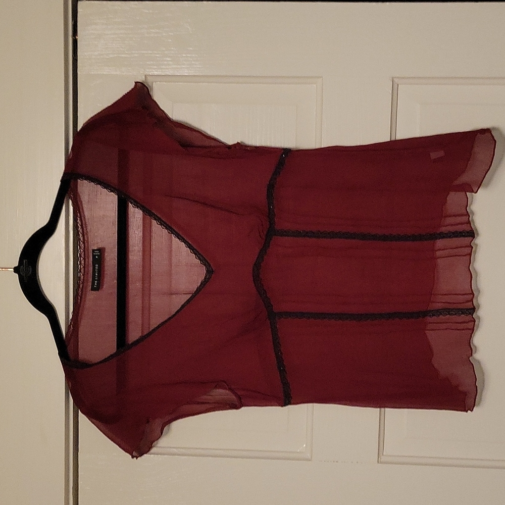 The Limited - Women's Medium sheer Silk Embellished Top